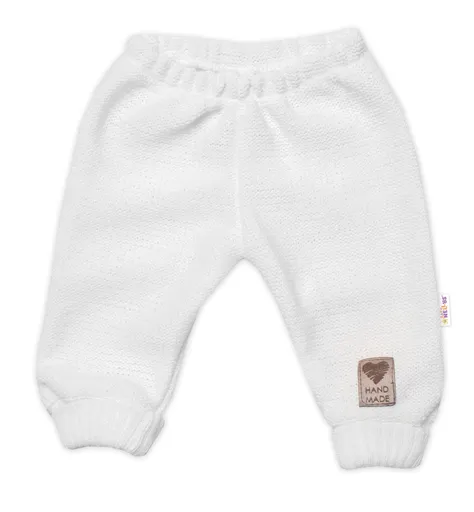 Baby Nellys Pletené kojenecké kalhoty, bílé, 80/86
