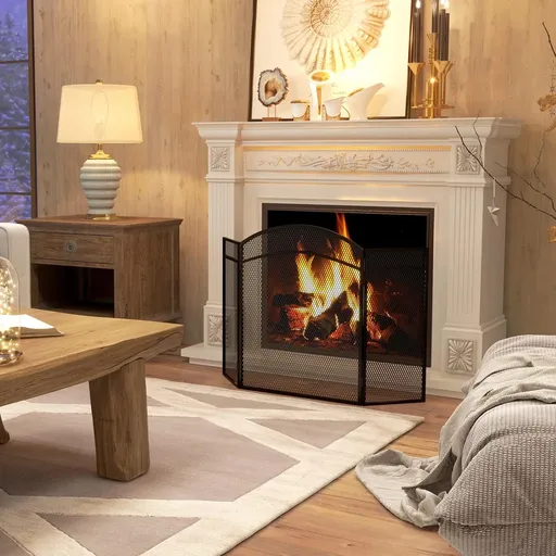 HOMCOM Zábrana ke krbu, vzor rybí kosti