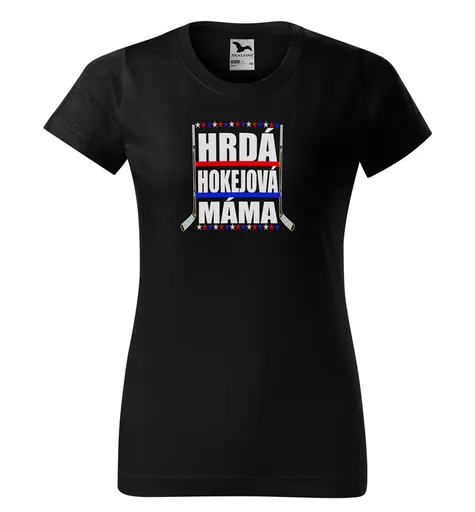 Tričko Hokejová máma (dámské) (Velikost: L, Barva trička: Černá)