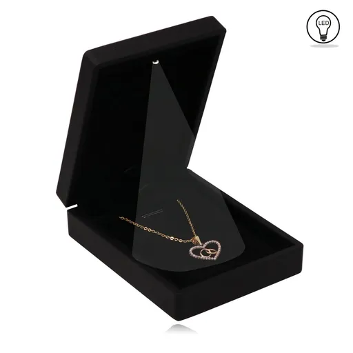 Černá dárková krabička na řetízek nebo náhrdelník - LED světýlko, matný povrch