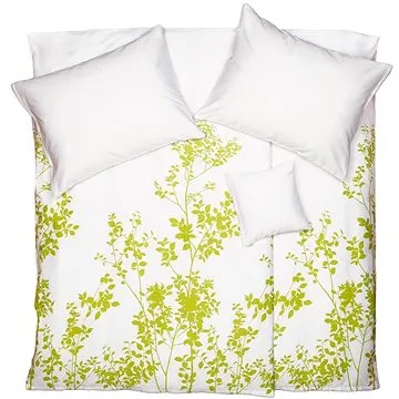 SCANquilt povlečení SATÉN PLUS rostliny bílozelená (31631)