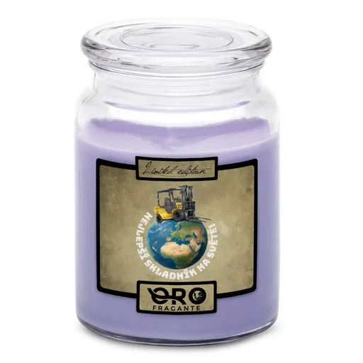 Svíčka Nejlepší skladník – ještěrka (Vůně svíčky: Levandule)