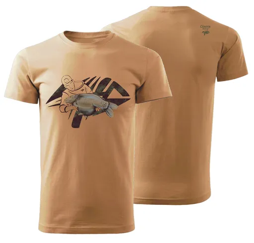 Giants fishing tričko pánské rybář s kaprem béžové - m