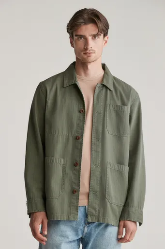 KOŠILE GANT REG HERRINGBONE WORKWEAR OVERSHIRT JUNIPER GREEN