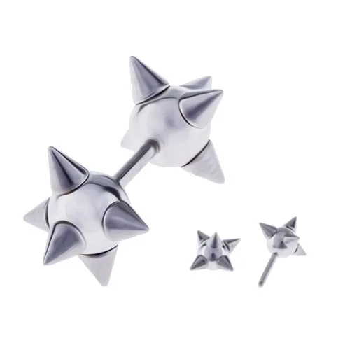 Ocelový fake piercing do ucha - kuličky s ostny