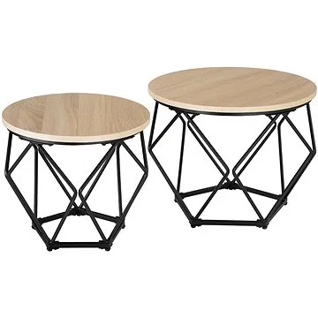 Tectake Konferenční stolky Benham set, Industrial světlé dřevo, dub Sonoma (404444)