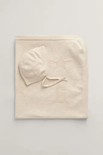 SET ČEPICE A DEKA GANT BLANKET BEANIE GIFT SET 68 x 78 cm LIGHT BEIGE MELANGE