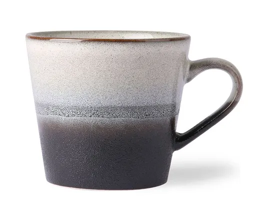 Černý retro hrnek na Cappuccino 70s rock - 12*9,5*8,5cm / 300ml  HKLIVING