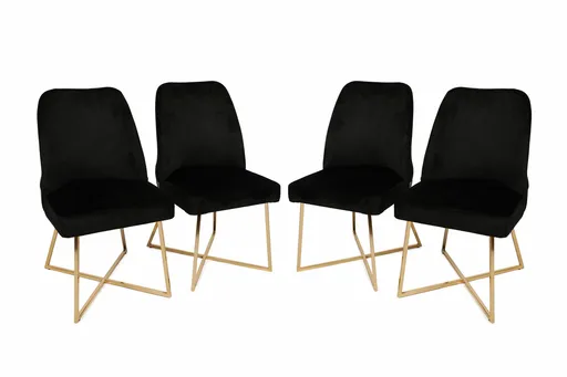 Sada jídelních židlí Madrid Black and Gold, 4 ks, 4 ks