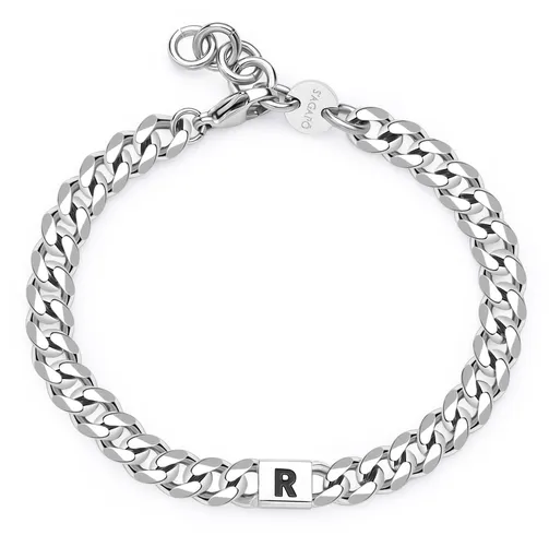 S'Agapõ Pánský ocelový náramek s písmenem R Monogram SMG27