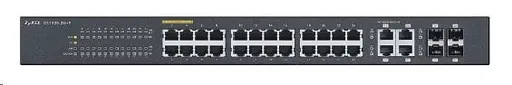 Zyxel GS1920-24HPv2 28-port Gigabit WebManaged PoE Switch, 24x gigabit RJ45, 4x gigabit RJ45/SFP, 802.3at, 375W pro PoE