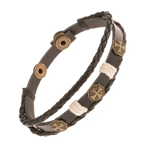 Multináramek z umělé kůže, tři maltézské kříže a béžové šňůrky