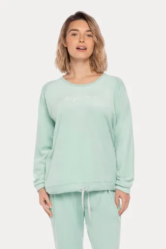 Teplé dámské pyžamo RAMONA S Mentolová