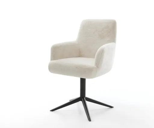 Jídelní židle Heira-Flex s područkami plyšový manšestr krémovo