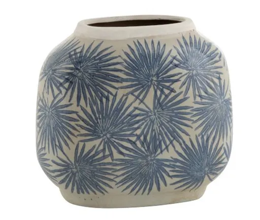 Keramická váza s modrými květy Blaw - 24*12,5*22 cm J-Line by Jolipa