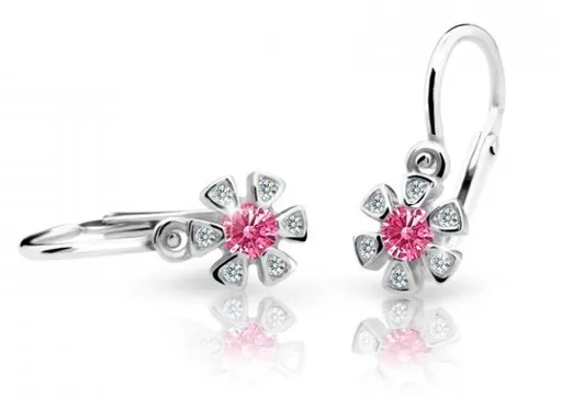 Cutie Jewellery Dětské náušnice z bílého zlata C2156-10-X-2 fuchsiová