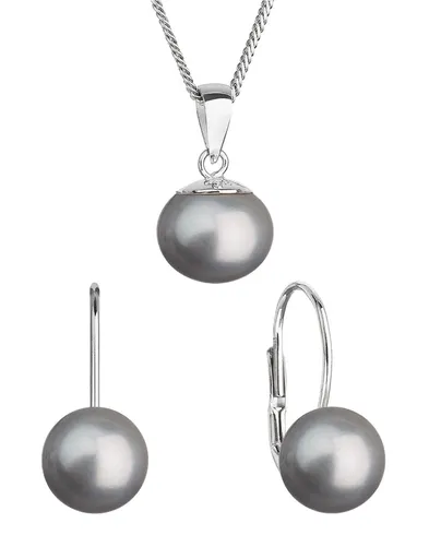 Evolution Group - Pavona Sada stříbrných šperků s pravými perlami 29081.3 grey (náušnice, řetízek, přívěsek)
