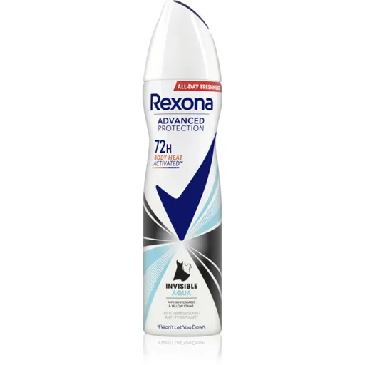 Rexona Advanced Protection Invisible Aqua deodorant ve spreji proti bílým a žlutým skvrnám Aqua 150 ml
