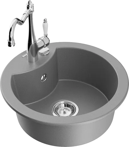 MEXEN/S Diego granitový dřez 1-miska včetně baterie Carla, šedá 6512-71-670700-00