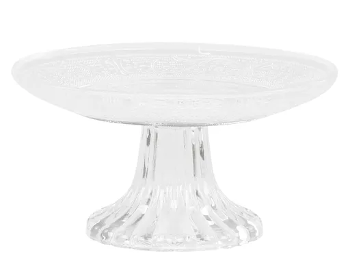 Skleněný podnos na noze se zdobením Glass Pattern - Ø 15*7,5 cm Chic Antique