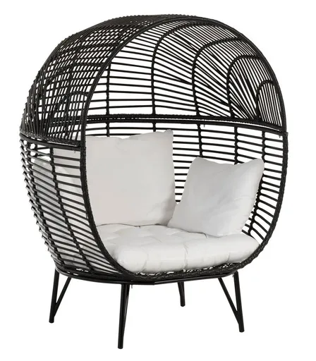 Černé ratanové zahradní křeslo Lounge Black Oval - 115*110*148 cm J-Line by Jolipa