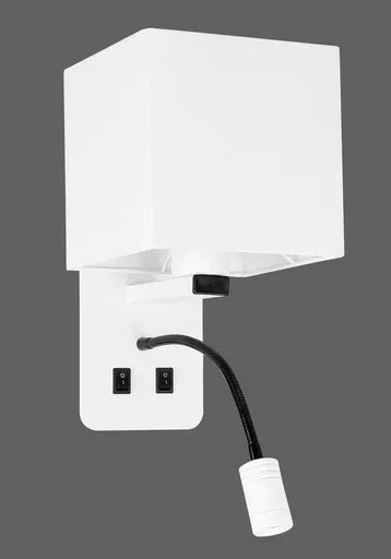 Bílá hotelová nástěnná lampa s LED čtecí lampou Magnum