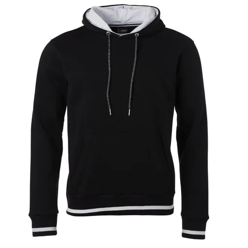 James & Nicholson (Daiber) Pánská mikina s kapucí Club JN778 - Černá / bílá | 3XL