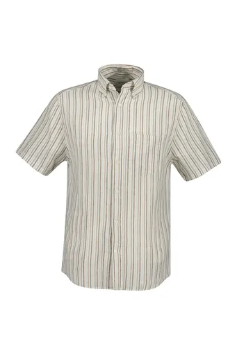 KOŠILE GANT REG COTTON LINEN STRIPE SS SHIRT LIGHT TAUPE