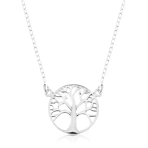 Stříbrný 925 náhrdelník, řetízek a přívěsek - lesklý strom života v kruhu