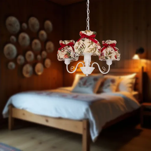 Závěsná lampa ROZANO bílá 3x40W E27 květinové stínidlo