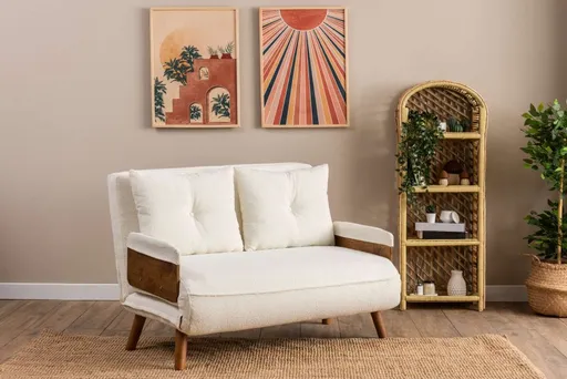 Dvoumístná rozkládací pohovka Cosmo 2-Seater - Teddy White