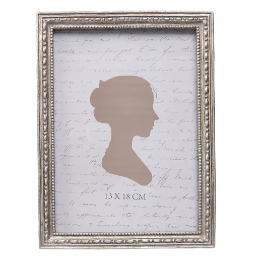Stříbrný fotorámeček s patinou - 14*2*19 cm / 13*18 cm Clayre & Eef
