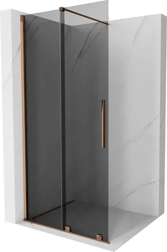 MEXEN/S Velar Sprchová zástěna posuvná Walk-in 110 x 200, grafit 8 mm, růžové zlato 871-110-000-43-60