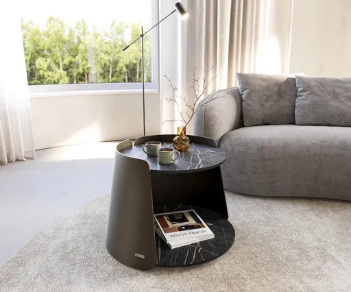 Konferenční stolek Daban 50x50 cm keramika Laminam®Noir Desir