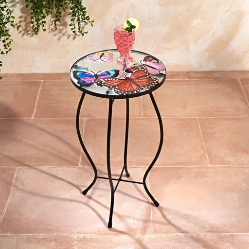 Skleněný stolek Motýli
