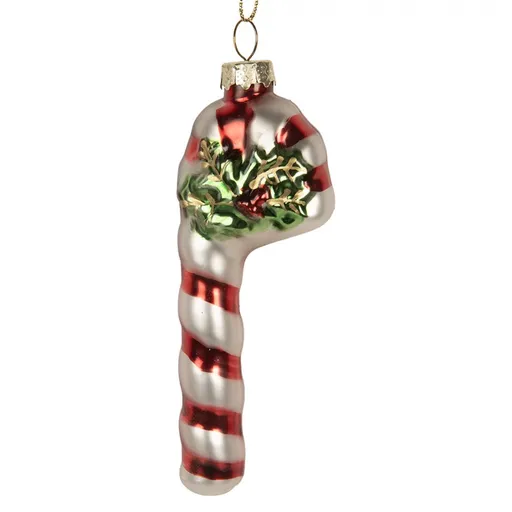 Vánoční skleněná závěsná ozdoba lízátko Candy Cane - 4*3*2 cm Clayre & Eef