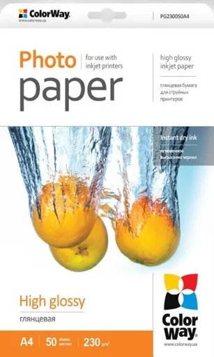 COLORWAY fotopapír/ high glossy 230g/m2, A4/ 50 kusů
