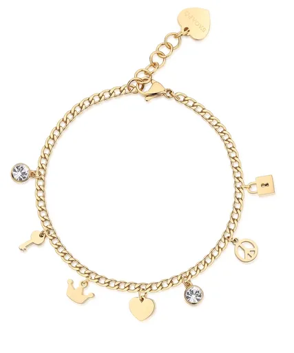 S'Agapõ Krásný pozlacený náramek s přívěsky Message SSG15