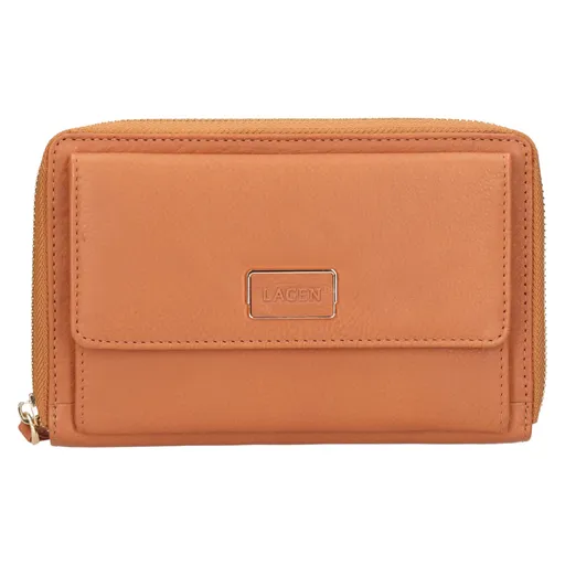 Dámská kožená peněženko-kabelka Lagen Ghitae - koňak