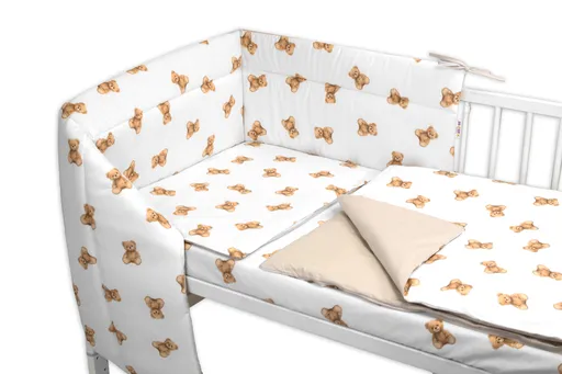 Baby Nellys Mantinel s povlečením do postýlky, 3D sada Bavlna, Míša -135x100