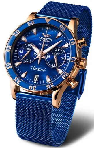 Vostok Europe Undine VK64-515B670B - Modrý ocelový mesh řemínek