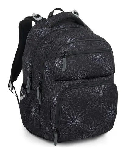 Batoh do školy Bagmaster ZIPSTER 25 A Black and white flowers