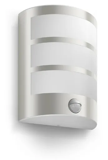 Philips Python UltraEfficient venkovní nástěnné svítidlo se senzorem LED 3,8W 800lm 2700K IP44, nerezové