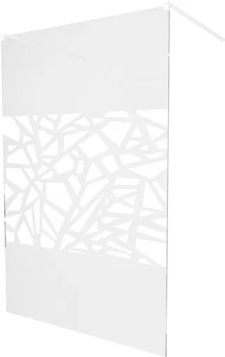 MEXEN/S KIOTO samostatně stojící sprchová zástěna 110 x 200, transparent/bílý vzor 8 mm, bílá 800-110-002-20-85