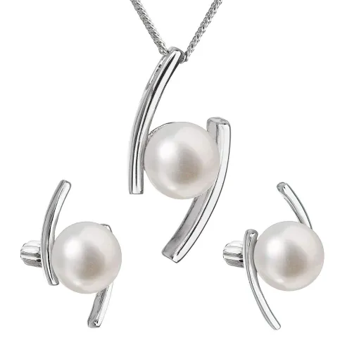 Evolution Group - Pavona Souprava stříbrných šperků s pravými perlami Pavona 29039.1B (náušnice, řetízek, přívěsek)