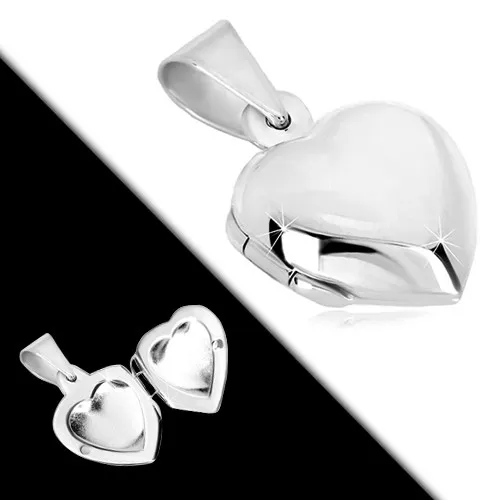 Stříbrný přívěsek 925 - medailon, jemně vypouklé zrcadlově lesklé srdce