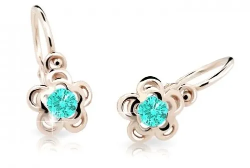 Cutie Jewellery Dětské náušnice z růžového zlata C2204-10-X-4 světle zelená