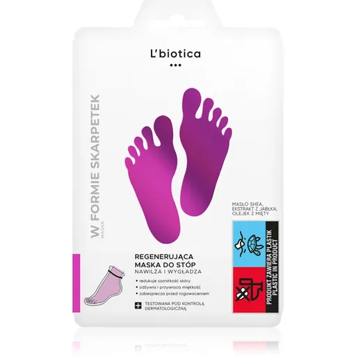 L’biotica Masks regenerační maska na chodidla ve formě ponožek 32 ml