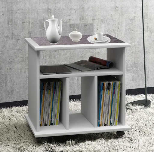 VCM Mobilní odkládací stolek Tabina, bílý