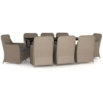 9dílný zahradní jídelní set s poduškami hnědý, 3099540 (3099540)